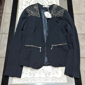 Simply Couture black blazer with gold embroidery